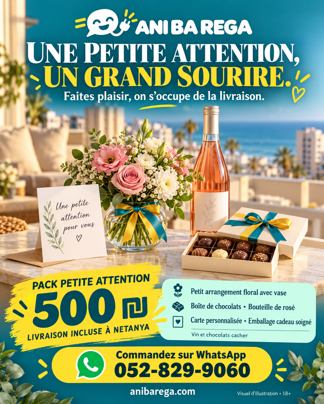 Fleurs et rosé du pack Petite attention
